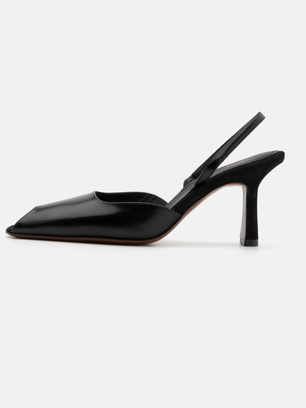 Neous Dracu Black Leather Peep Toe Slingbacks